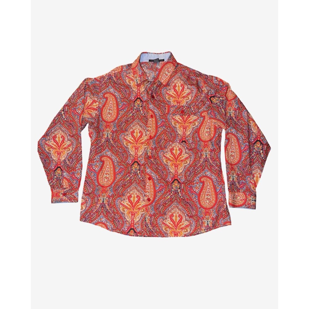 Vintage 90's Martithe + Francois Girbaud Orange Paisley Long Sleeve Shirt XL